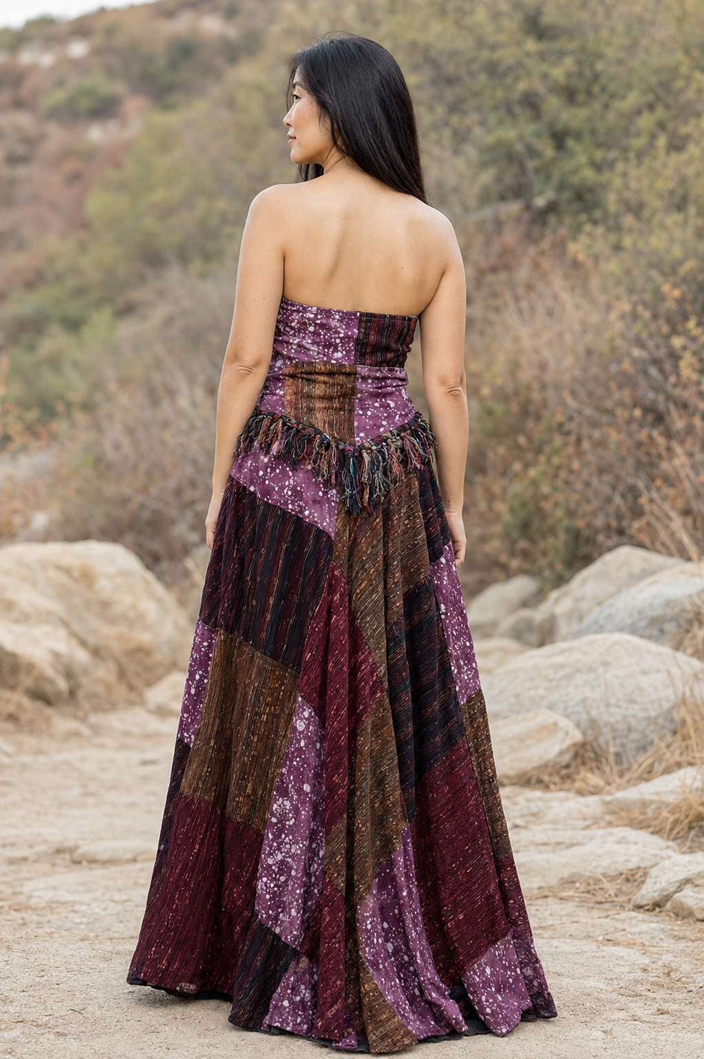Indigo Stardust Patchwork Maxi Dress