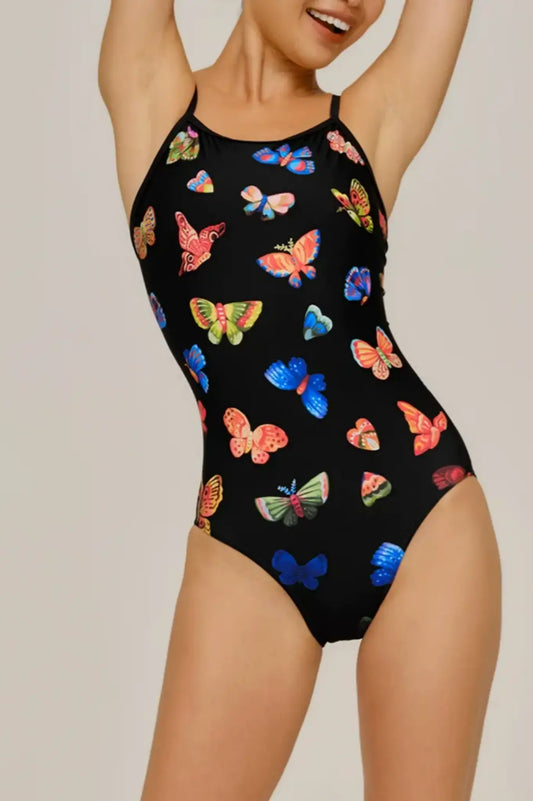 Fleurback Padded Open-Back Triangle One-Piece Training Swimsuit