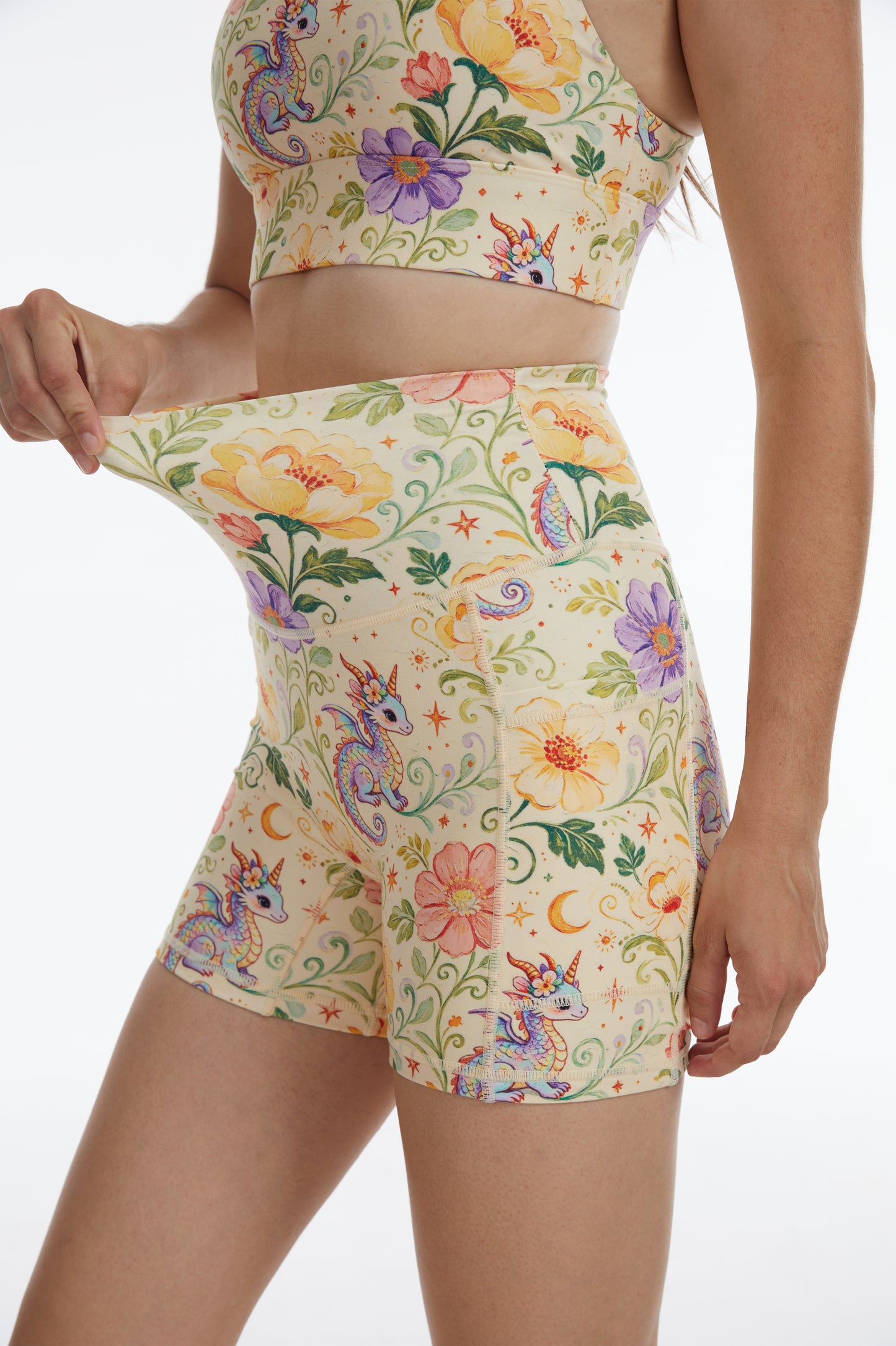 Baby Dragon High-waisted Shorts With Pockets