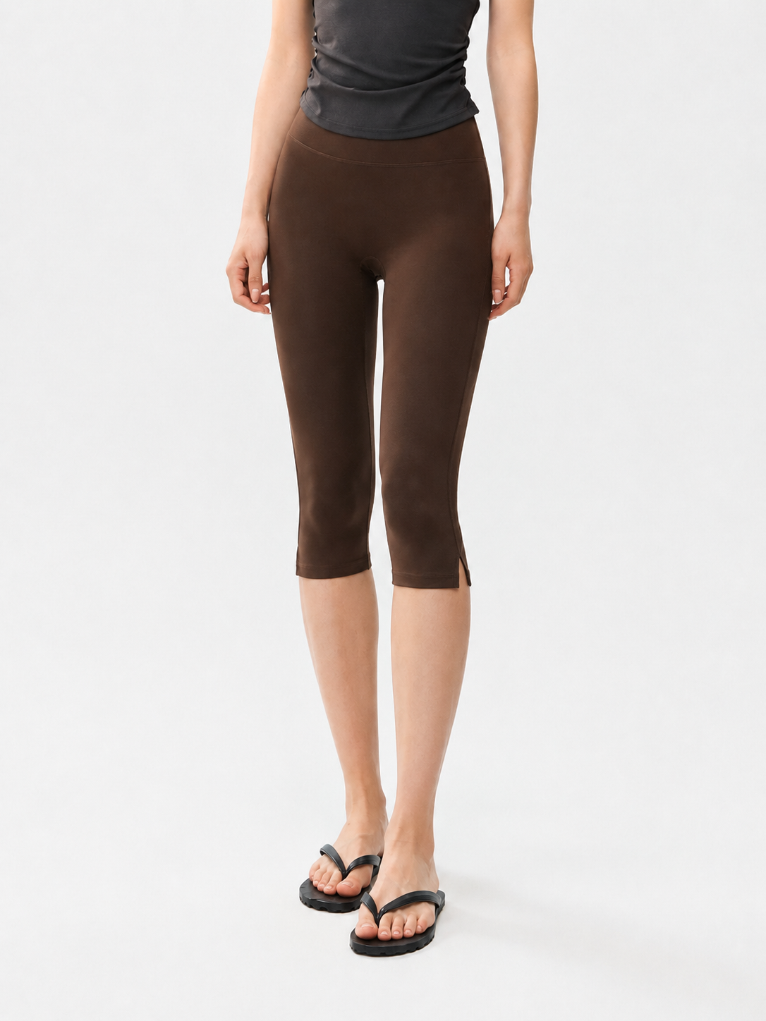 SnugFit Soft High-Waisted Sculpting Capri Yoga Leggings-SILVERWIND