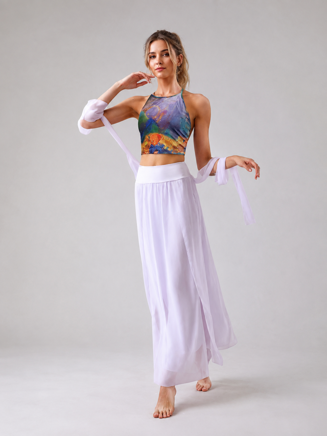 Dunara Flying Apsara Chiffon Yoga Set SILVERWIND