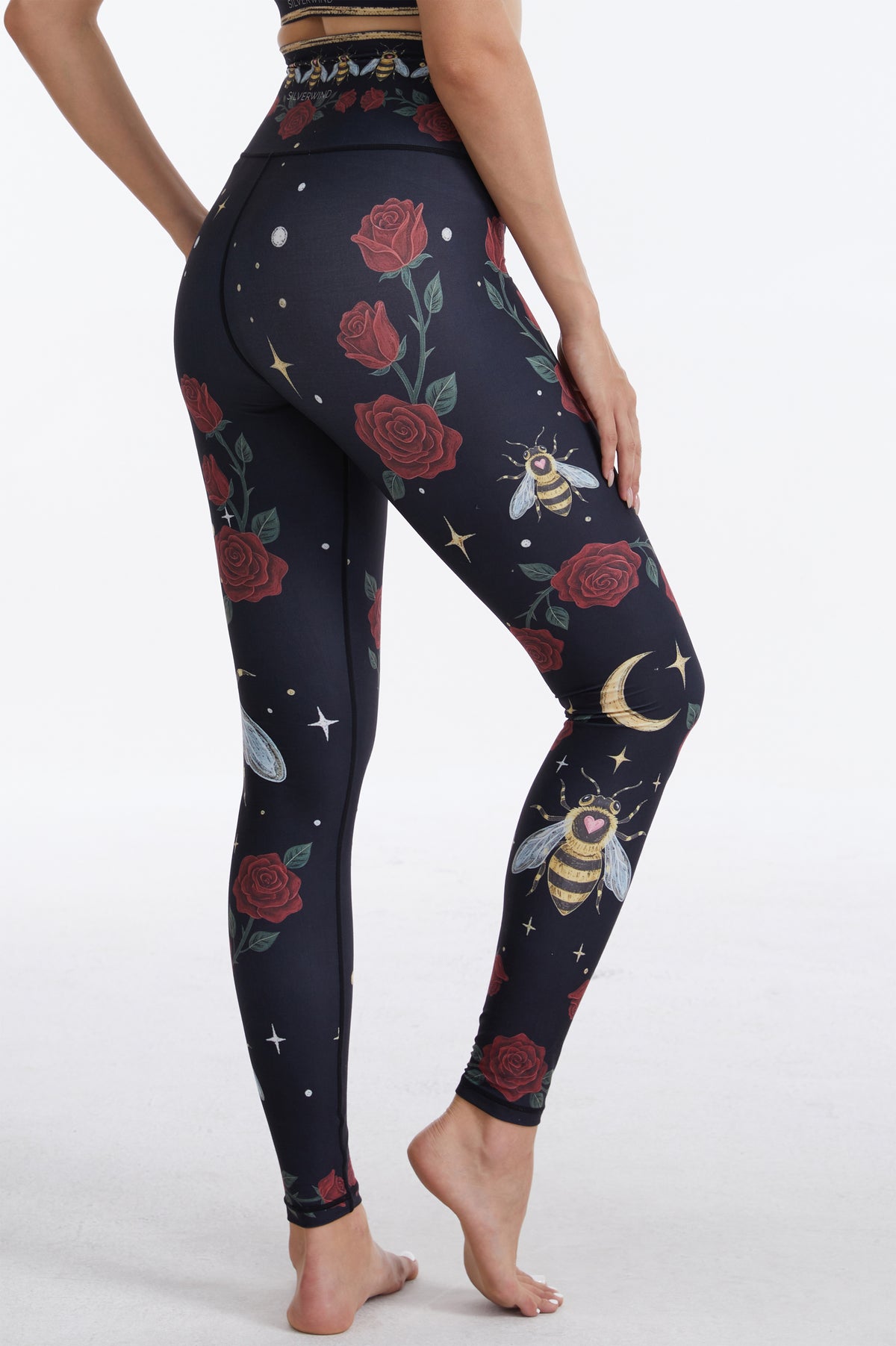 Rose Bee High-waisted Leggings-MYSILVERWIND