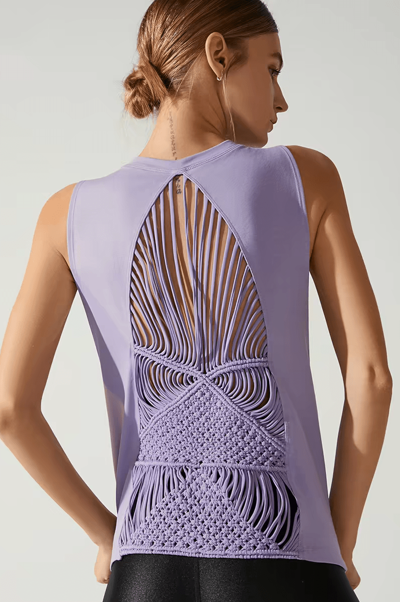 Astra Handwoven Open - Back Active Tank - Lavender Purple (Each piece is crafted over 100 days—please do not measure it by the standards of mechanical replication.） - MYSILVERWIND