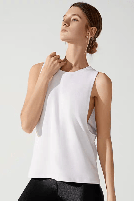 Astra Handwoven Open - Back Active Tank - Pure White (Each piece is crafted over 100 days—please do not measure it by the standards of mechanical replication.） - MYSILVERWIND