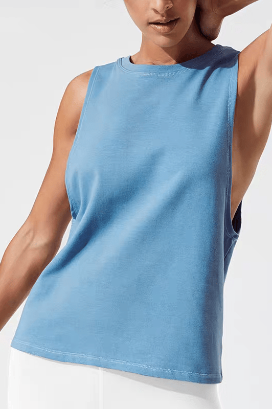 Astra Handwoven Open - Back Active Tank - Sky Blue (Each piece is crafted over 100 days—please do not measure it by the standards of mechanical replication.） - MYSILVERWIND