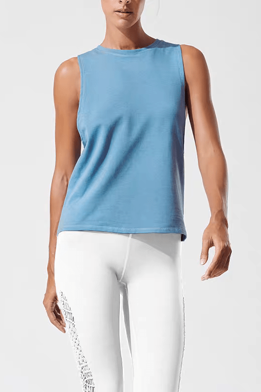 Astra Handwoven Open - Back Active Tank - Sky Blue (Each piece is crafted over 100 days—please do not measure it by the standards of mechanical replication.） - MYSILVERWIND