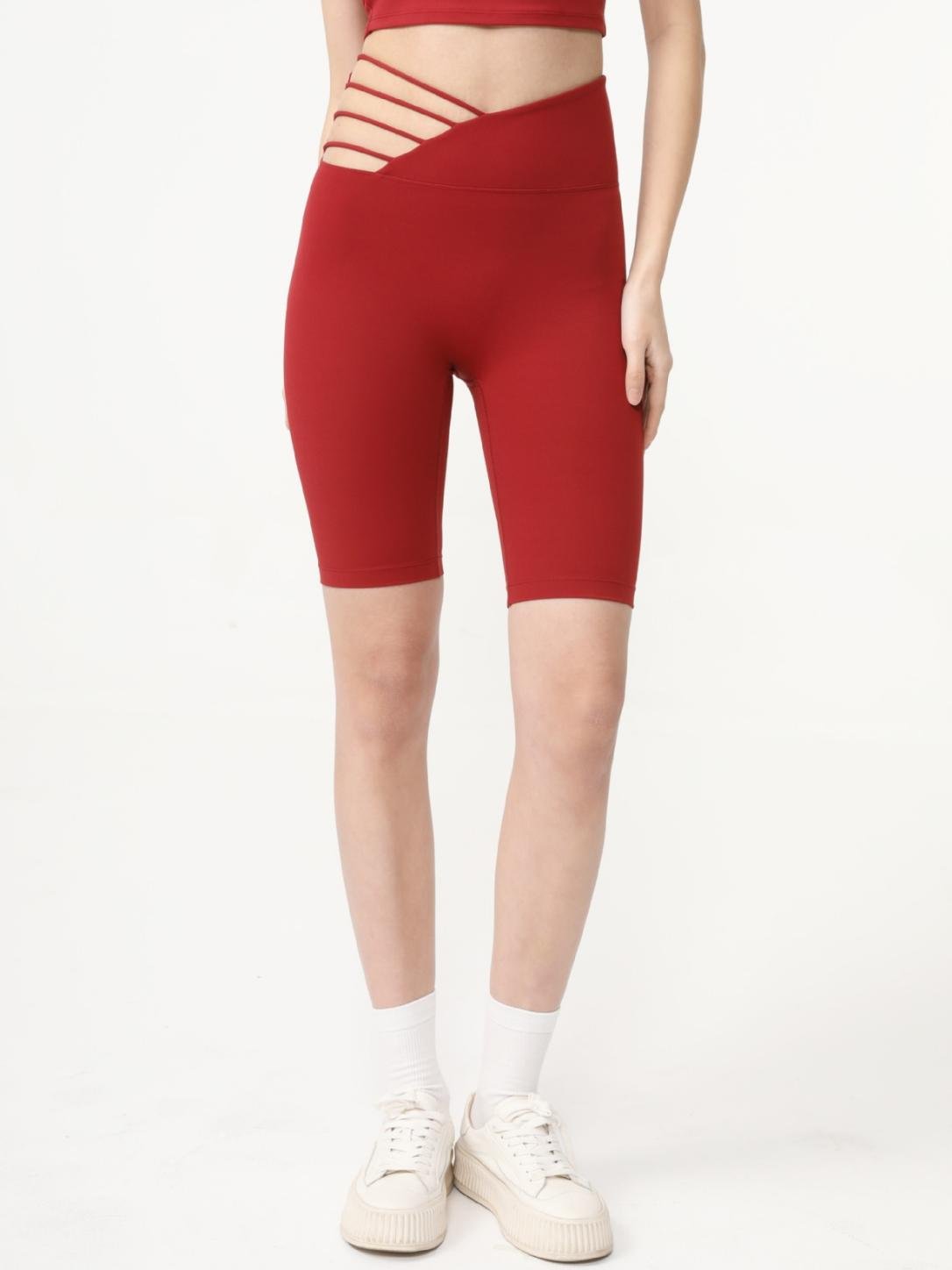 AsymFit No-Front-Seam Asymmetric Waist Biker Shorts - MYSILVERWIND