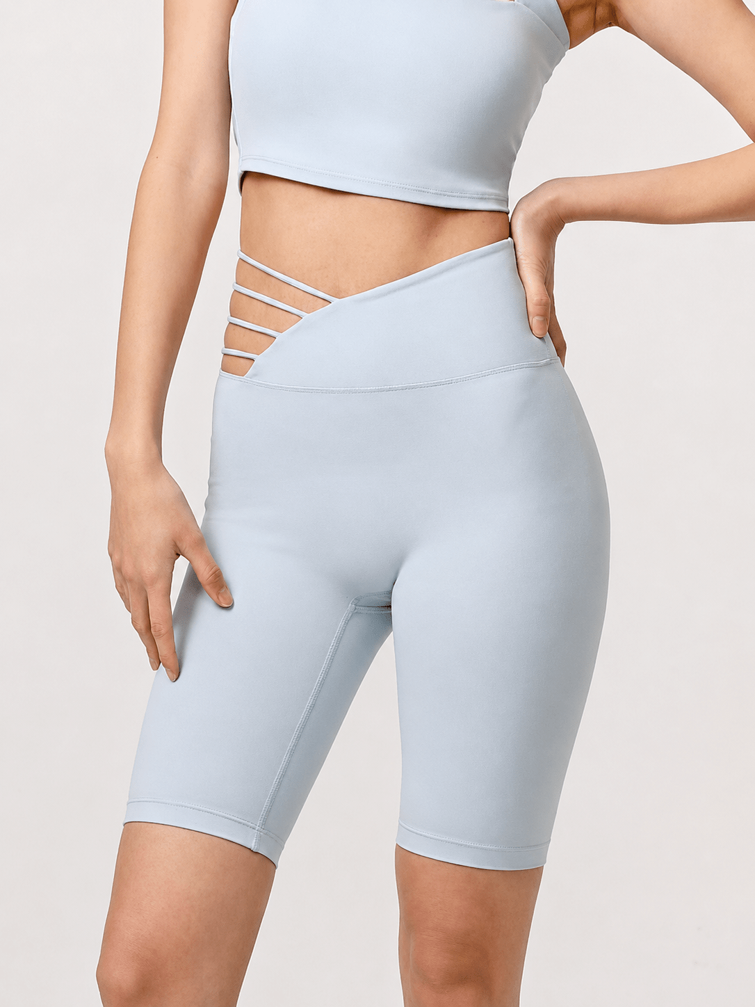 AsymFit No-Front-Seam Asymmetric Waist Biker Shorts - MYSILVERWIND
