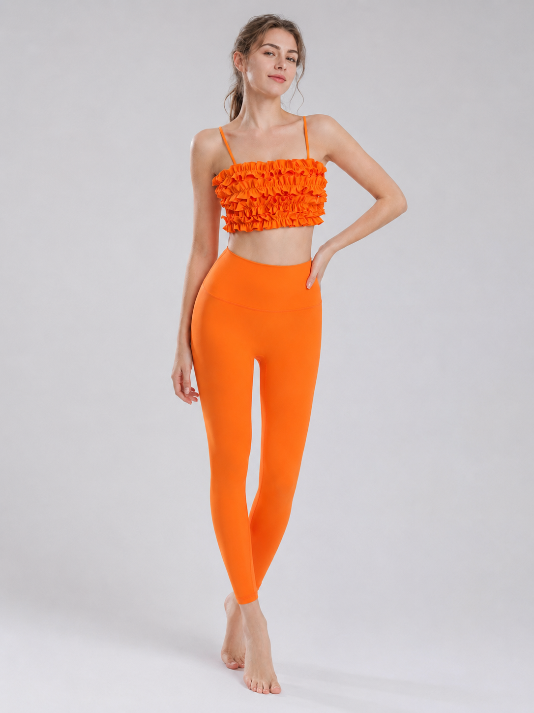 RuffleMuse Lettuce-Edge Backless Pilates Set SILVERWIND