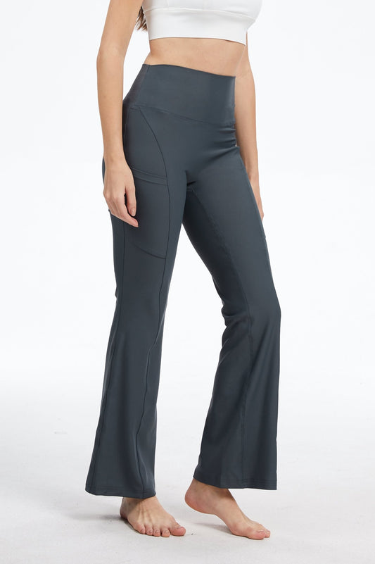 Bare High - waisted Flare Leggings - Charcoal Grey - MYSILVERWIND