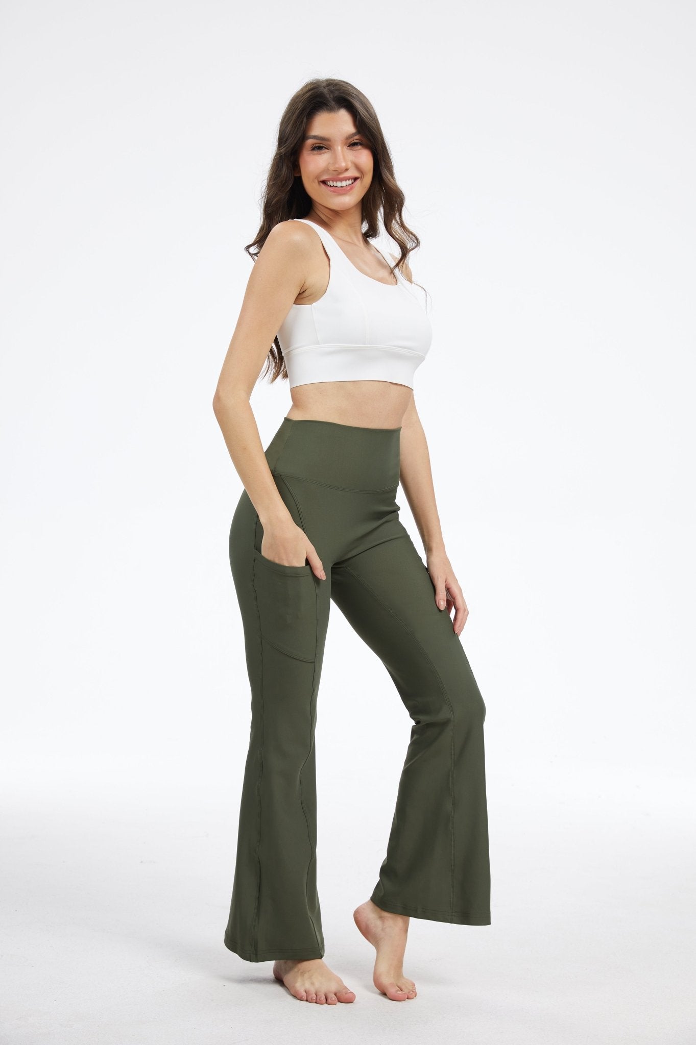 Bare High - waisted Flare Leggings - Turquoise - MYSILVERWIND
