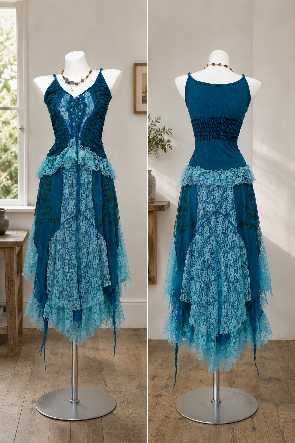Handmade Bluebell Forest Bohemian Fairy Dress Set