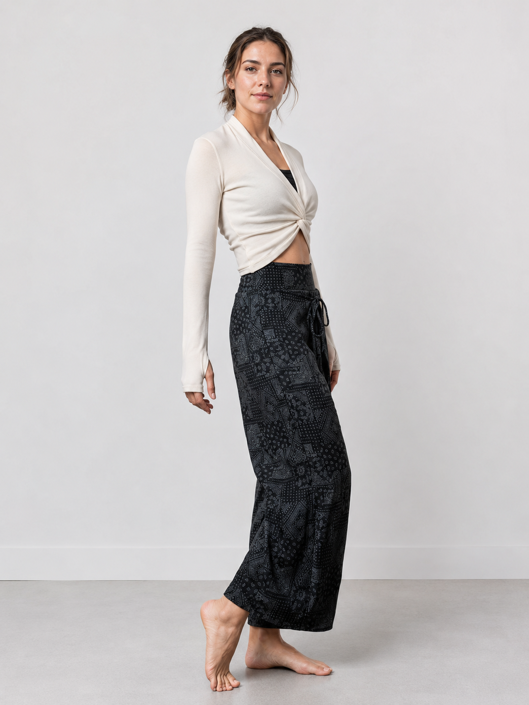 BohoFlow High-Waist Wrap Wide-Leg Yoga Pants SILVERWIND