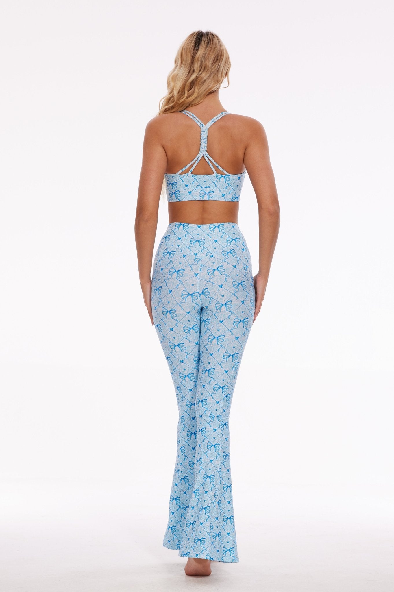Blue Bow Ribbon Weave Back Sports Bra - MYSILVERWIND
