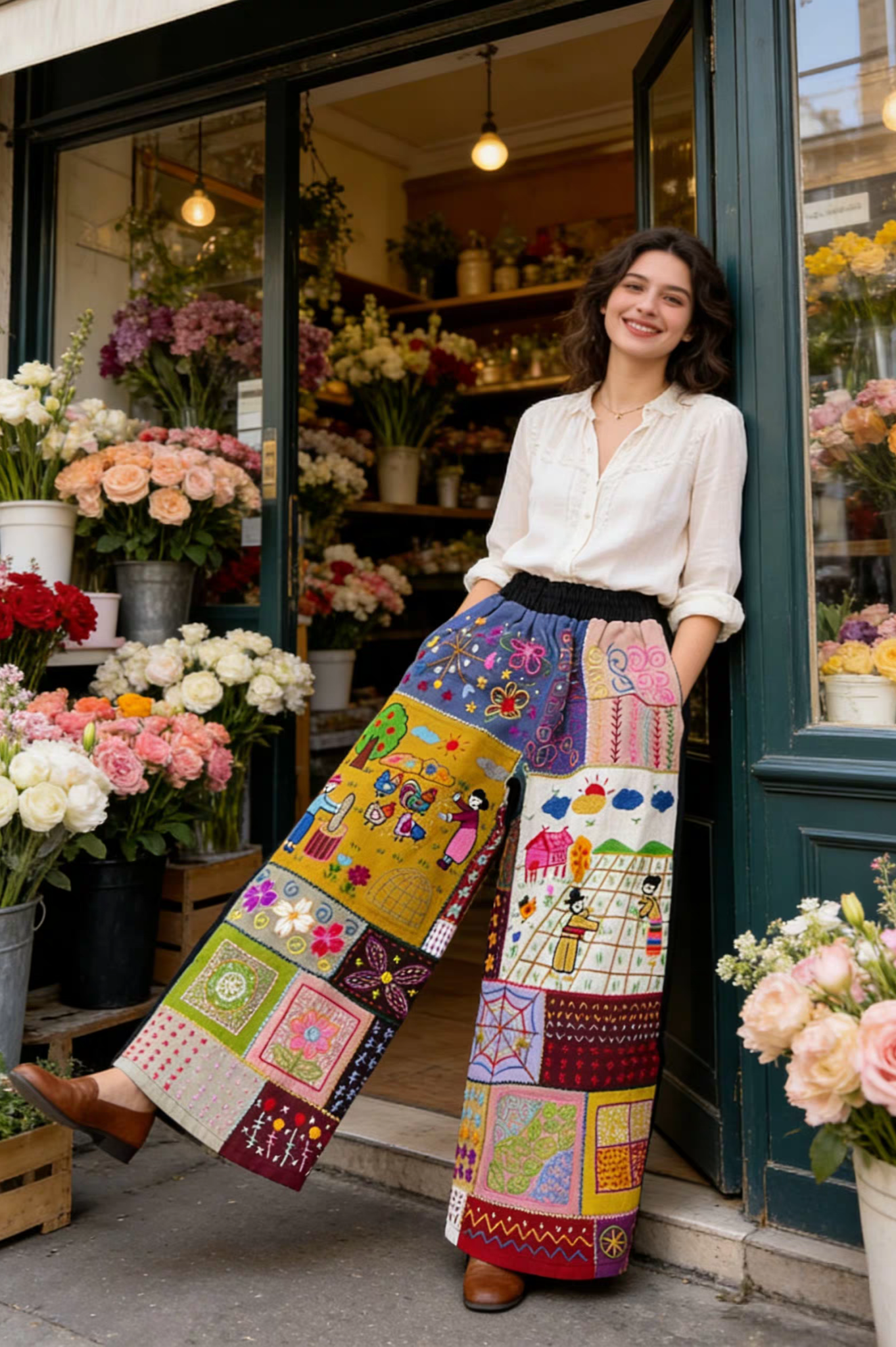 Boho Patchwork Embroidered Pants – Handmade in Chiang Mai - MYSILVERWIND