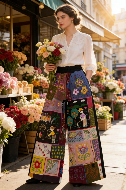 Boho Patchwork Embroidered Pants – Handmade in Chiang Mai - MYSILVERWIND