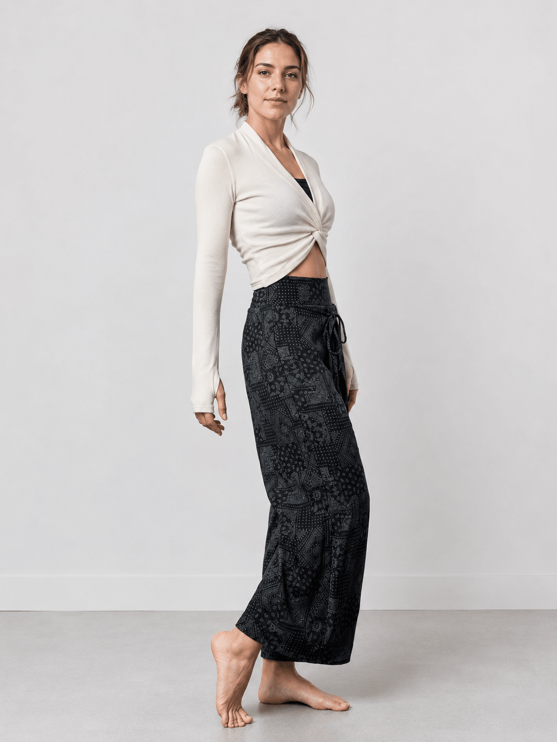BohoFlow High-Waist Wrap Wide-Leg Yoga Pants - MYSILVERWIND