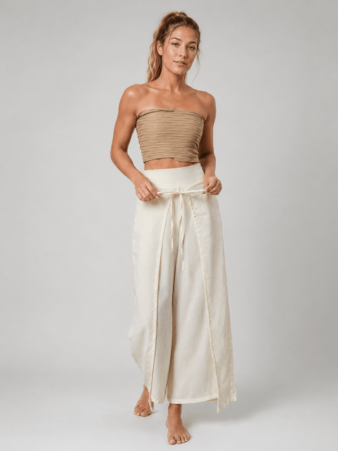 BohoFlow High-Waist Wrap Wide-Leg Yoga Pants - MYSILVERWIND