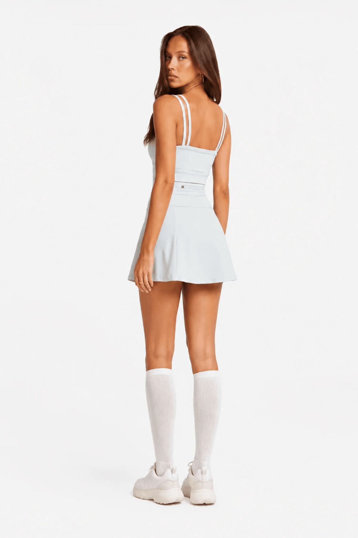 Bow Contrast-Trim Tennis Skirt-Blue - MYSILVERWIND