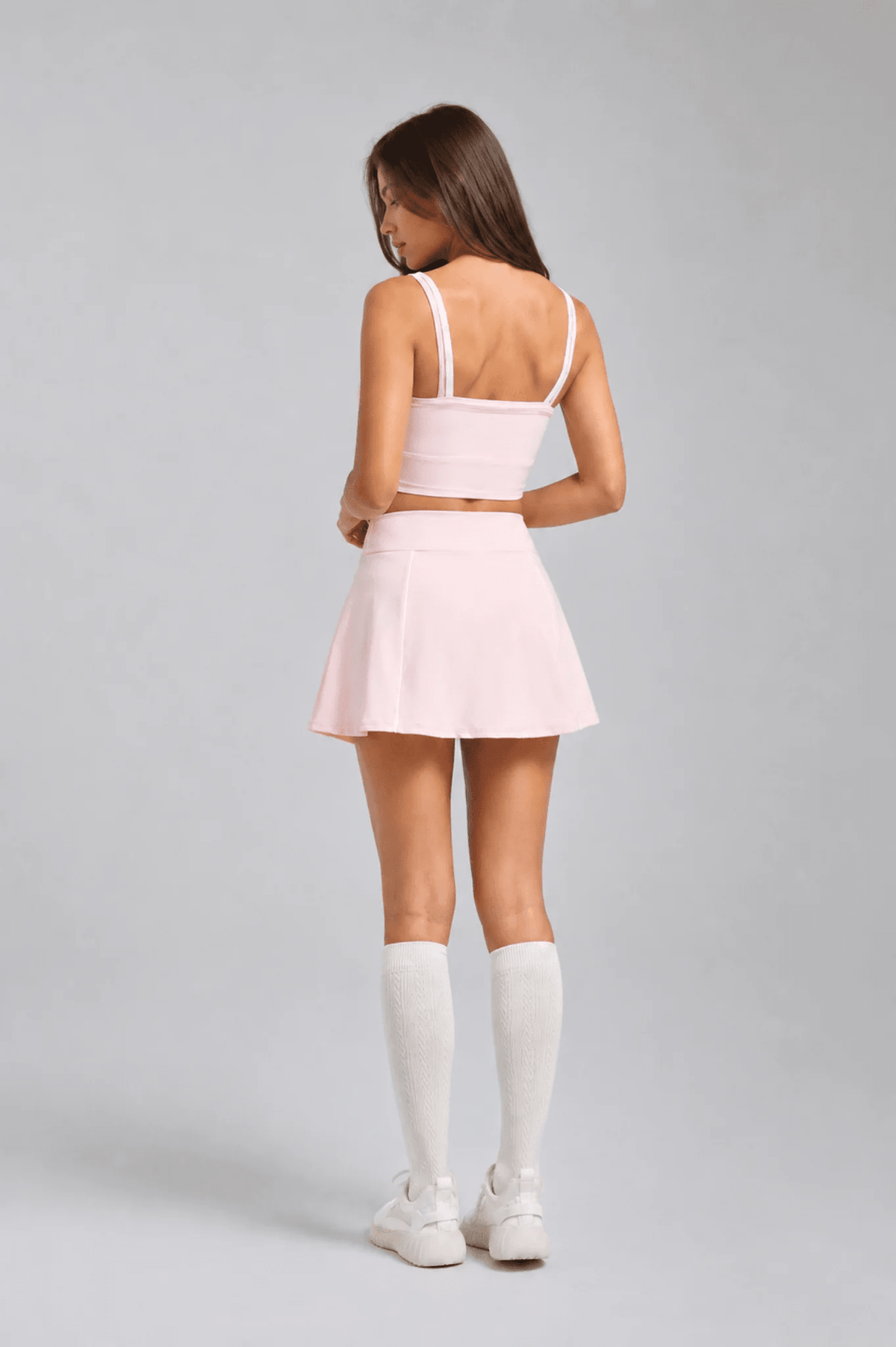 Bow Contrast-Trim Tennis Skirt-Pink - MYSILVERWIND