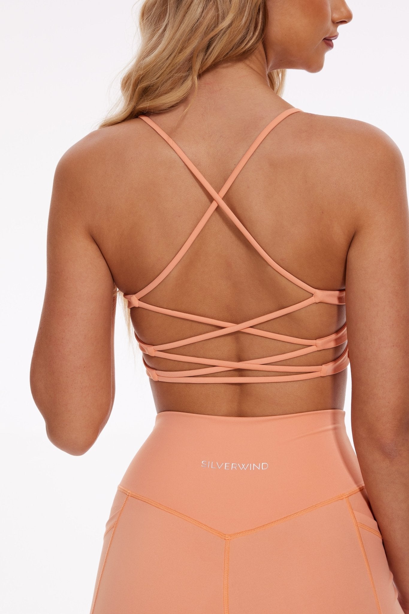 Breeze Halter Sports Bra - Peach Fuzz - MYSILVERWIND