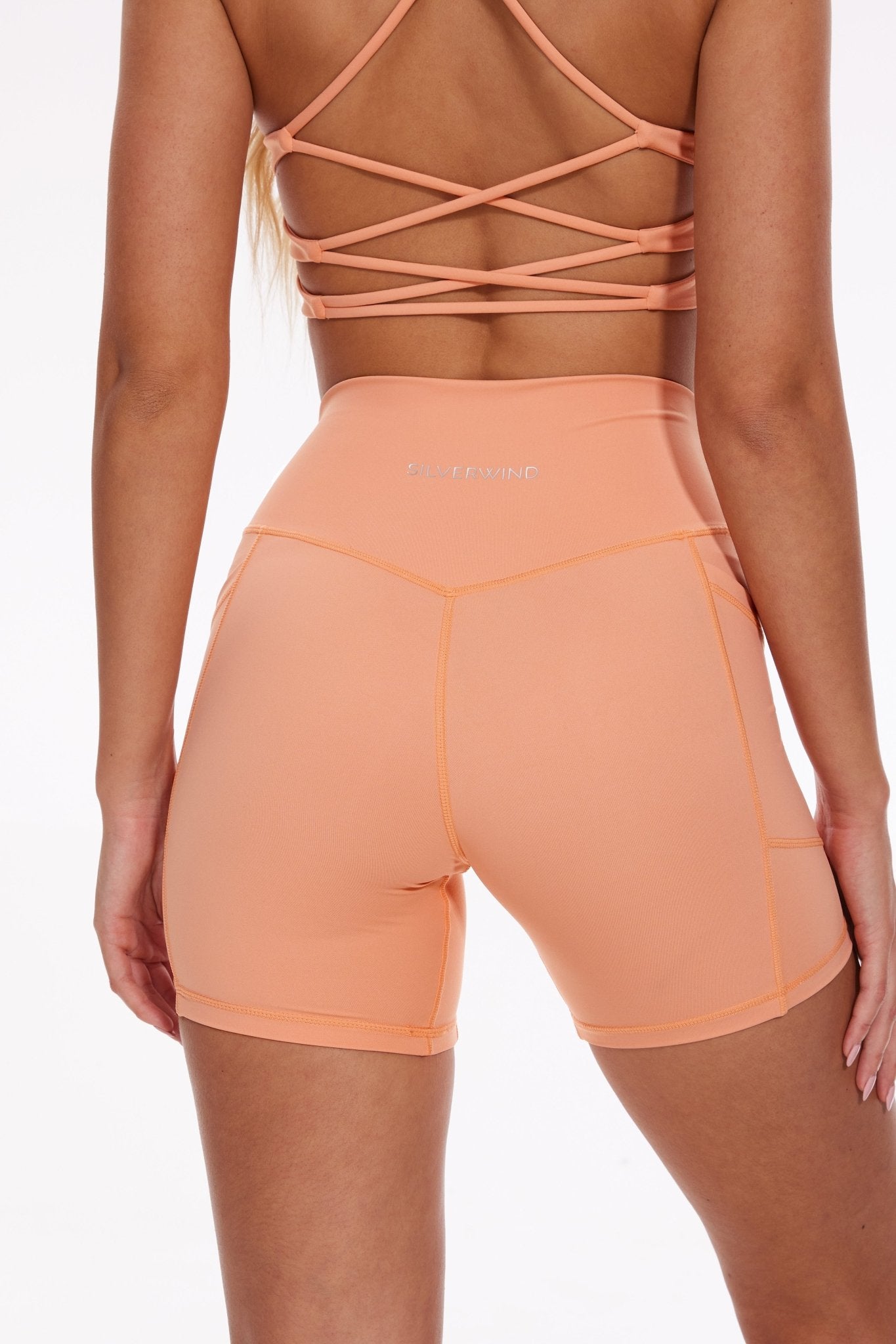 Breeze High - waisted Pocket Biker Shorts - Peach Fuzz - MYSILVERWIND