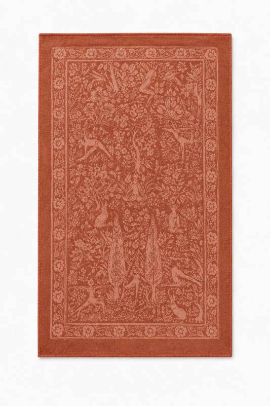 Brick Red Bunny Double-Sided Print Yoga Hand Towel - MYSILVERWIND