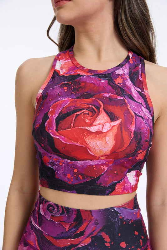 Burning Rose Criss Cross Tank Top Bra - MYSILVERWIND