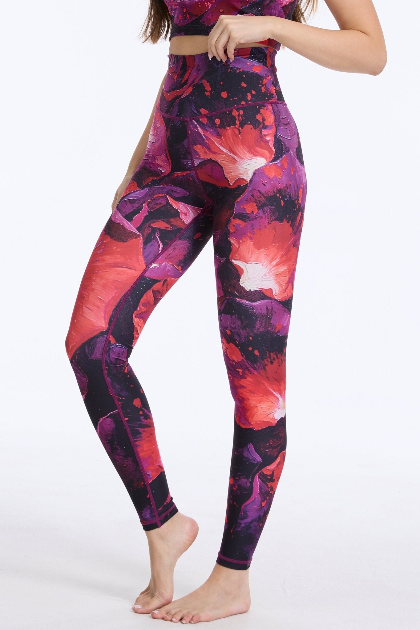 Burning Rose High - waisted Leggings - MYSILVERWIND