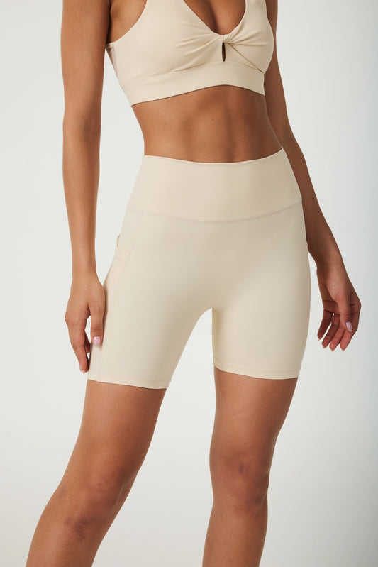 ButterySoft High - waisted Bike Shorts - Ivory White - MYSILVERWIND