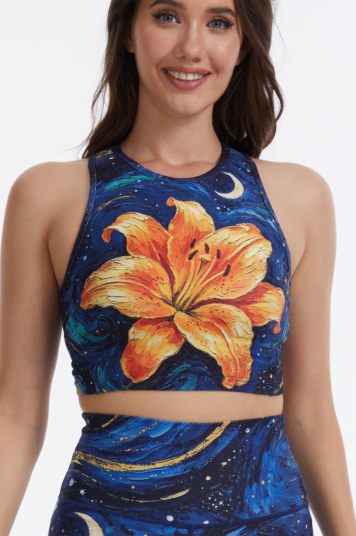 Night Sky Lily Tank Top Bra-MYSILVERWIND