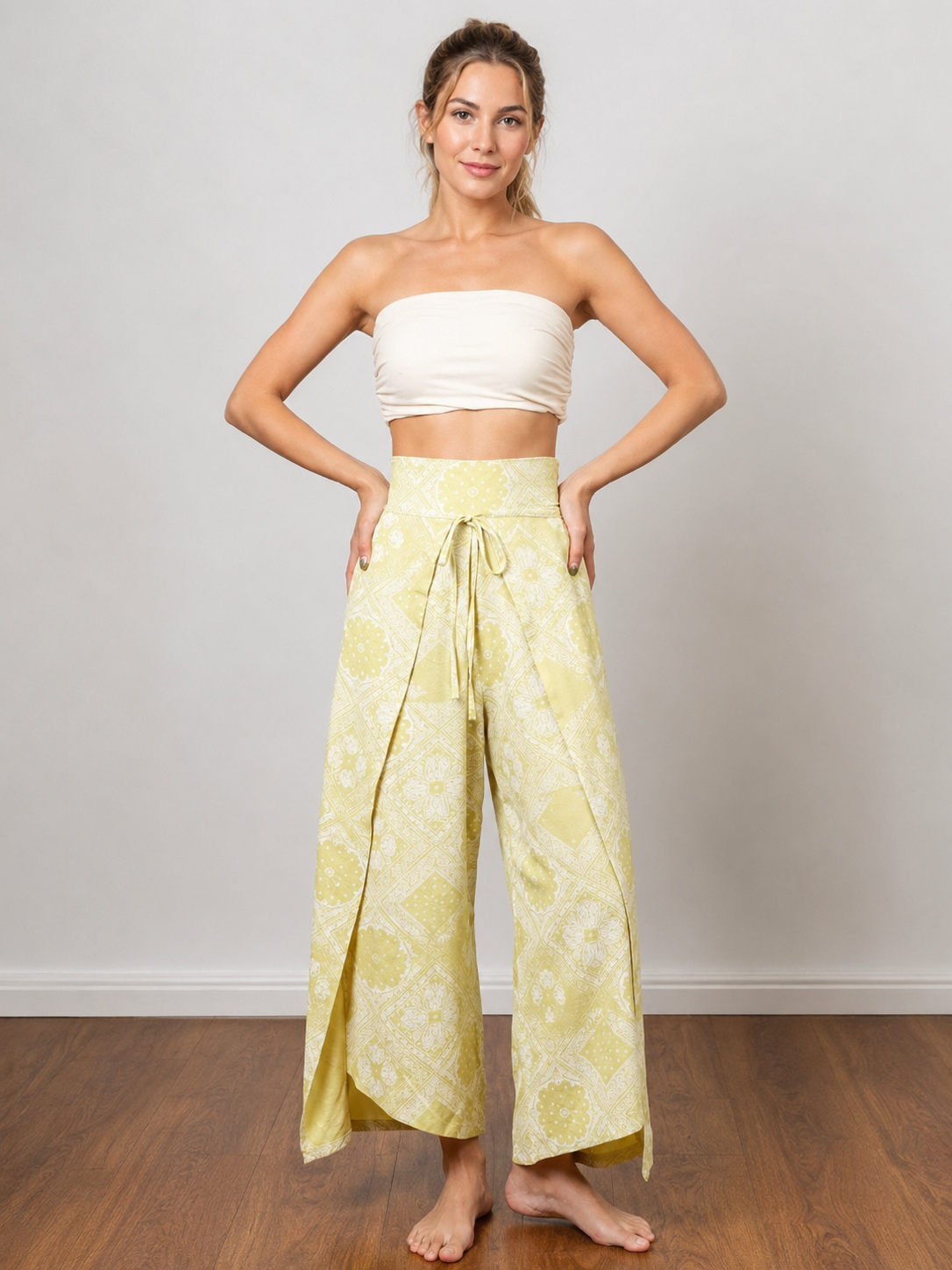 BohoFlow High-Waist Wrap Wide-Leg Yoga Pants SILVERWIND