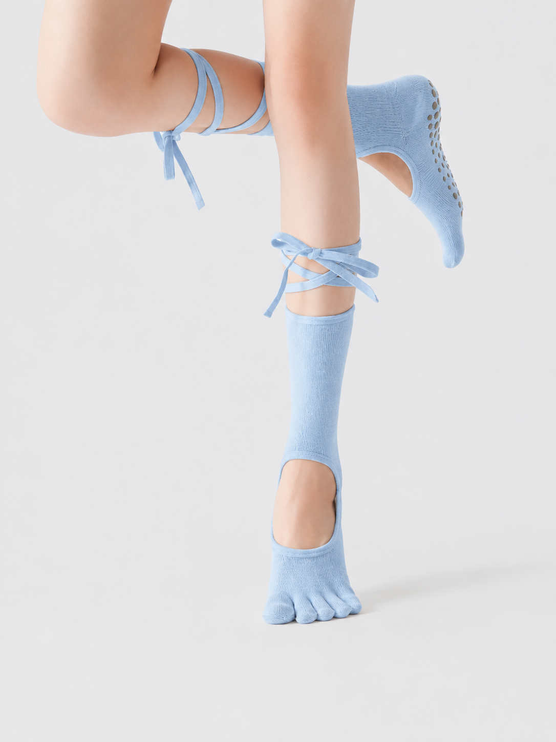 TieGrip Non-Slip Five-Toe Yoga Socks SILVERWIND