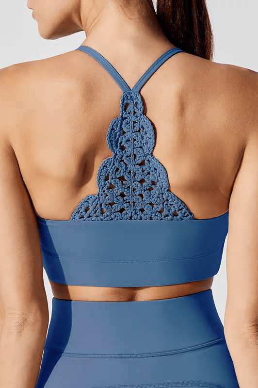Cascade Handwoven Back Sports Bra - Blue (Each piece is crafted over 100 days—please do not measure it by the standards of mechanical replication.） - MYSILVERWIND