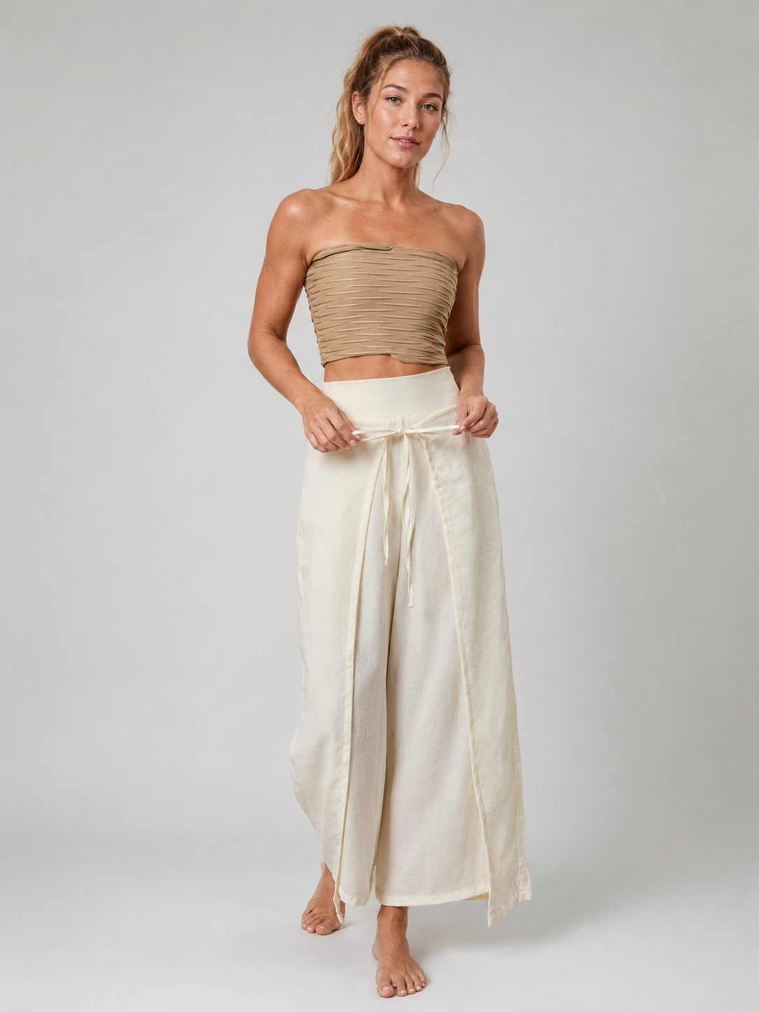 BohoFlow High-Waist Wrap Wide-Leg Yoga Pants SILVERWIND