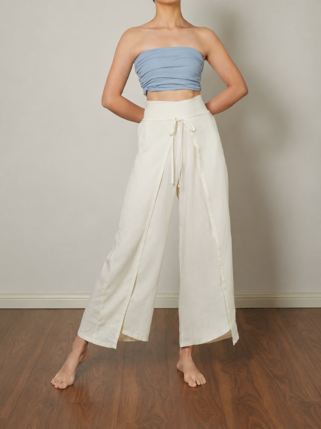 BohoFlow High-Waist Wrap Wide-Leg Yoga Pants SILVERWIND