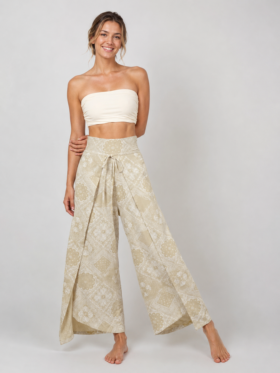 BohoFlow High-Waist Wrap Wide-Leg Yoga Pants SILVERWIND
