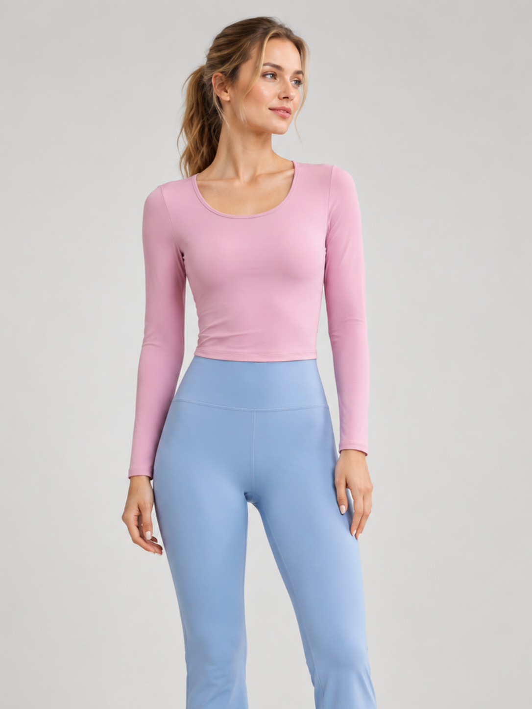 Lacera Lace-Up Open-Back Long Sleeve Yoga Top SILVERWIND