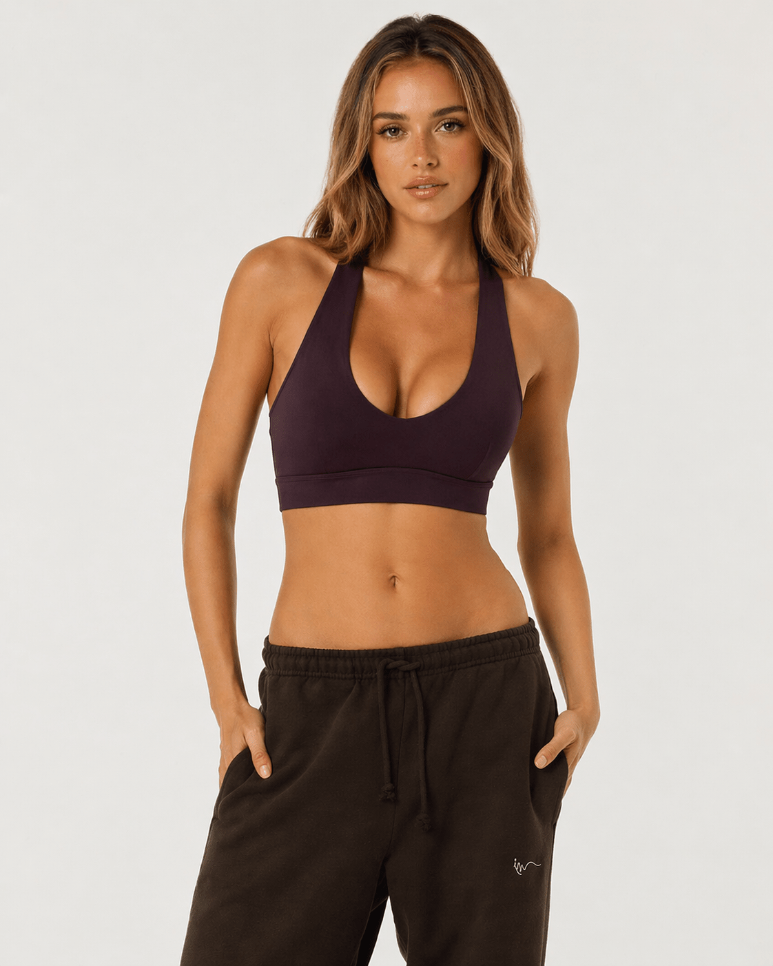 Deep V Sculpt Halter Sports Bra - Black - MYSILVERWIND
