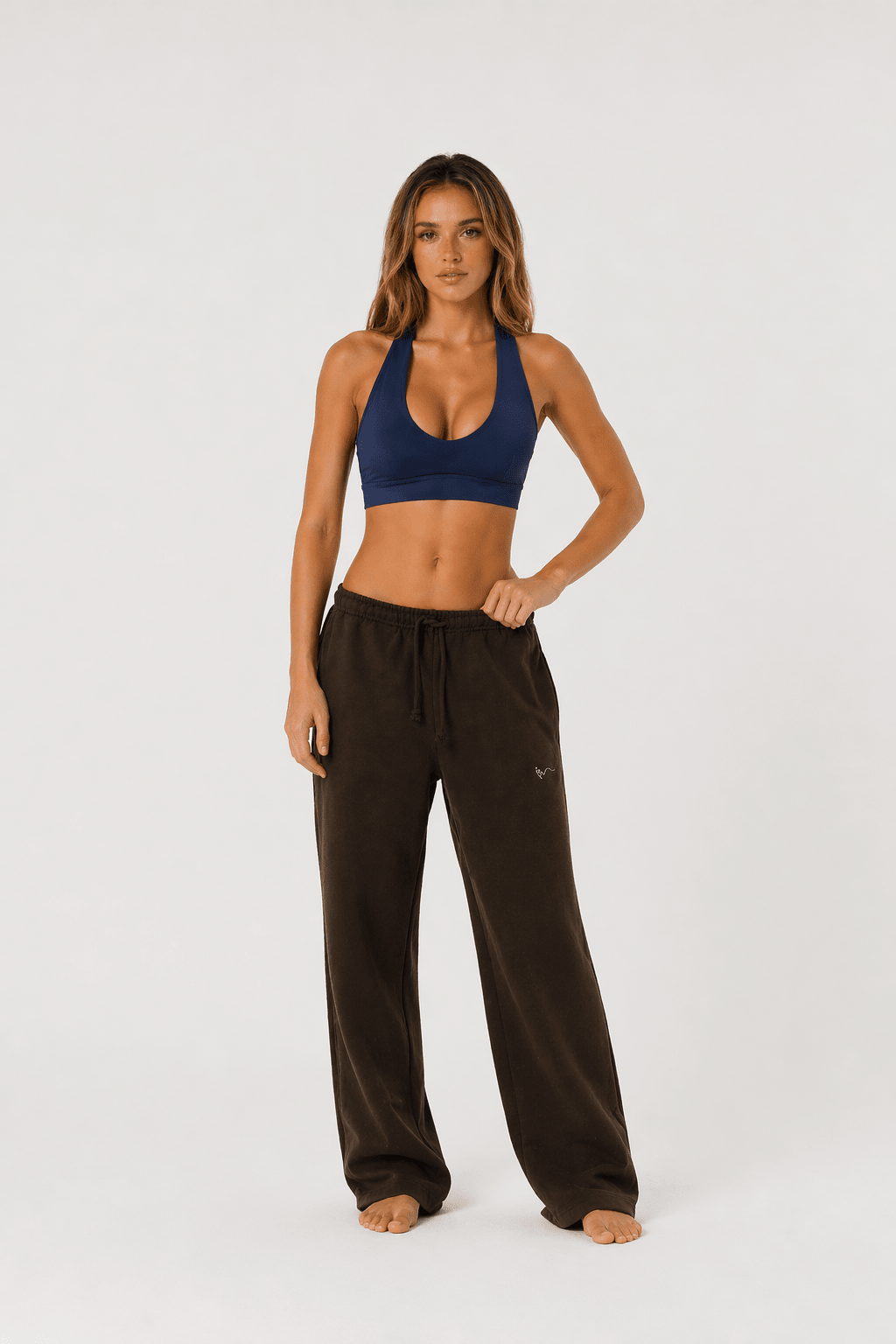 Deep V Sculpt Halter Sports Bra - Navy Blue - MYSILVERWIND