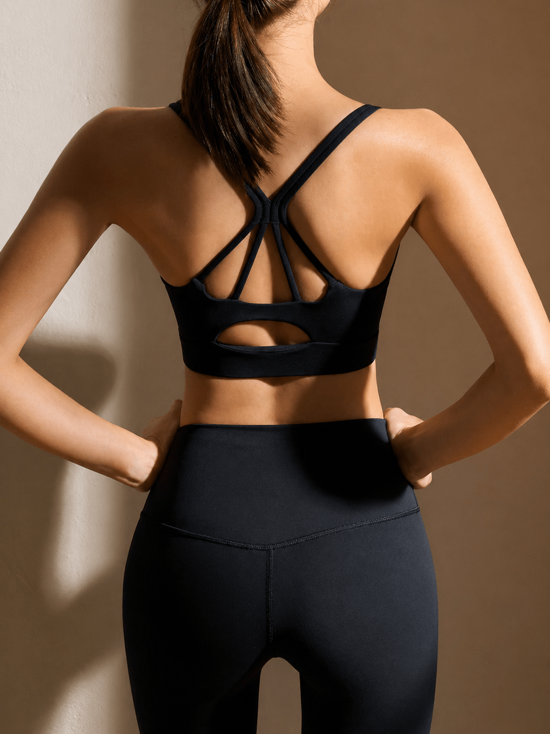 Double - Strap Open - Back Yoga Bra - Black - MYSILVERWIND