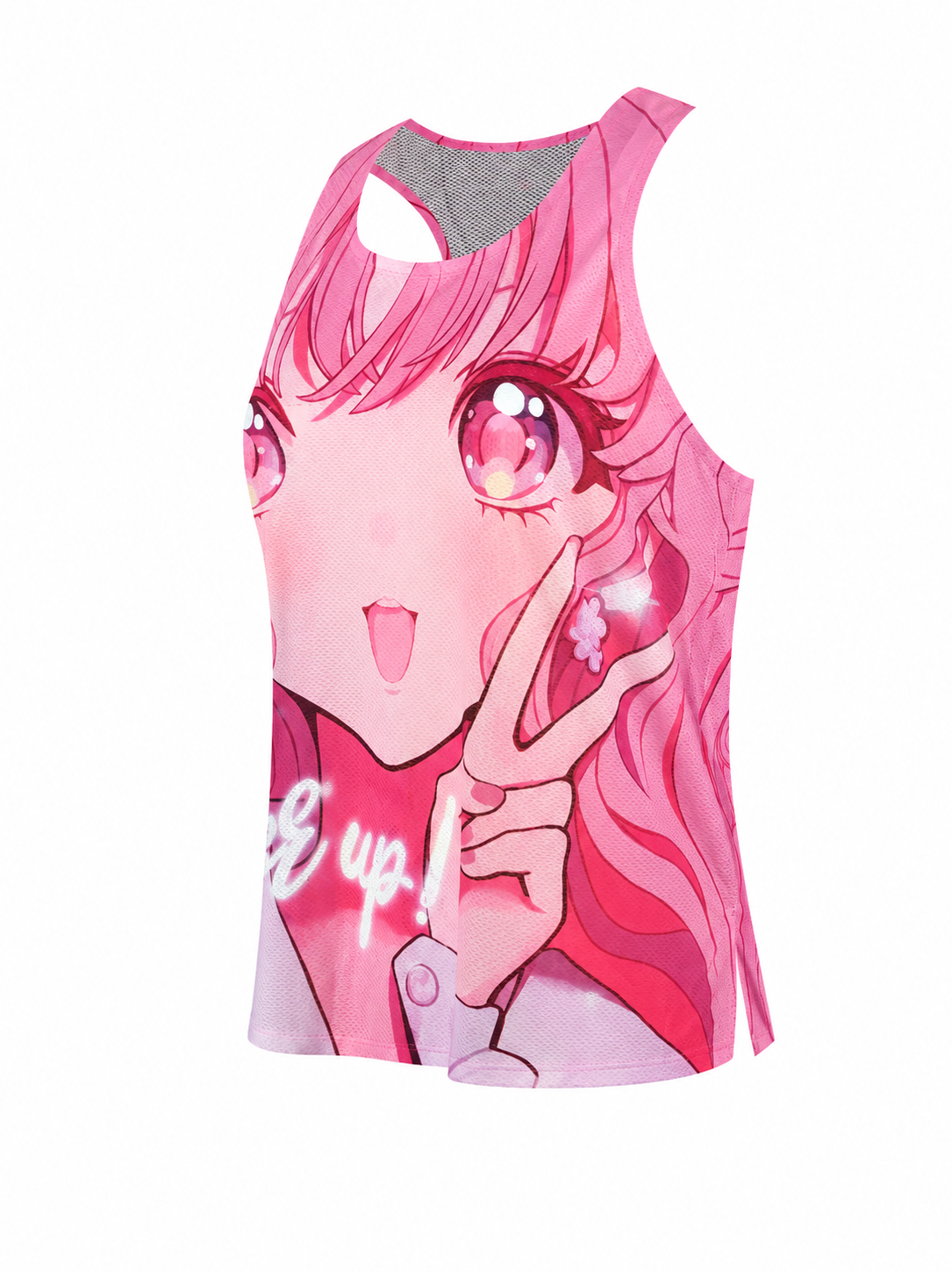 Y2K Pink Anime Marathon Racerback Running Tank Performance Training Vest