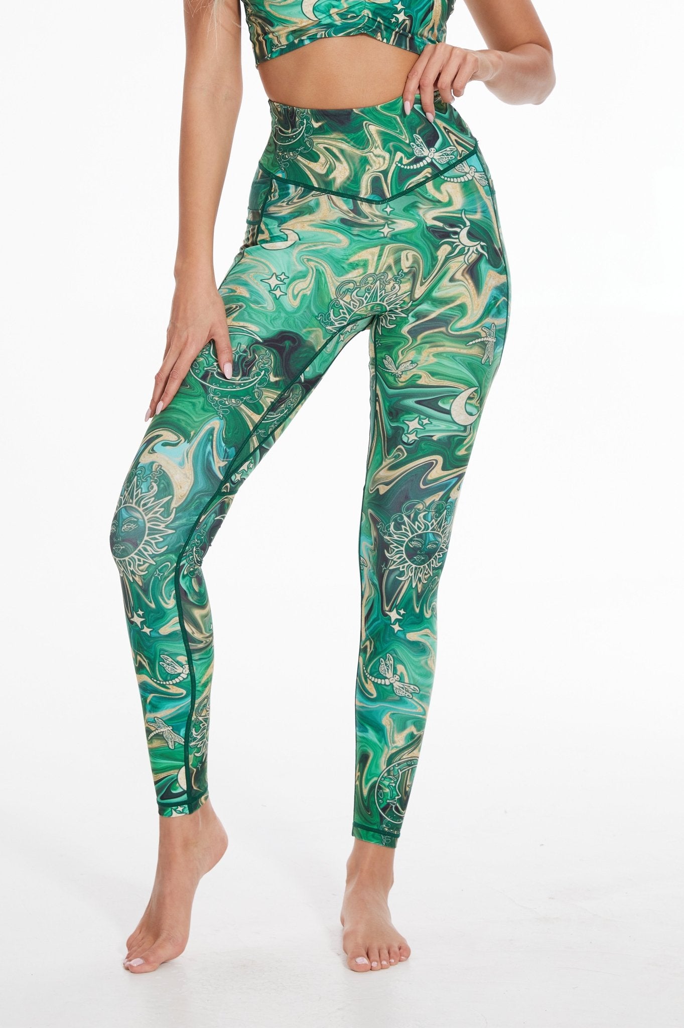 Emerald Vitality High - Waisted Pocket Leggings - MYSILVERWIND