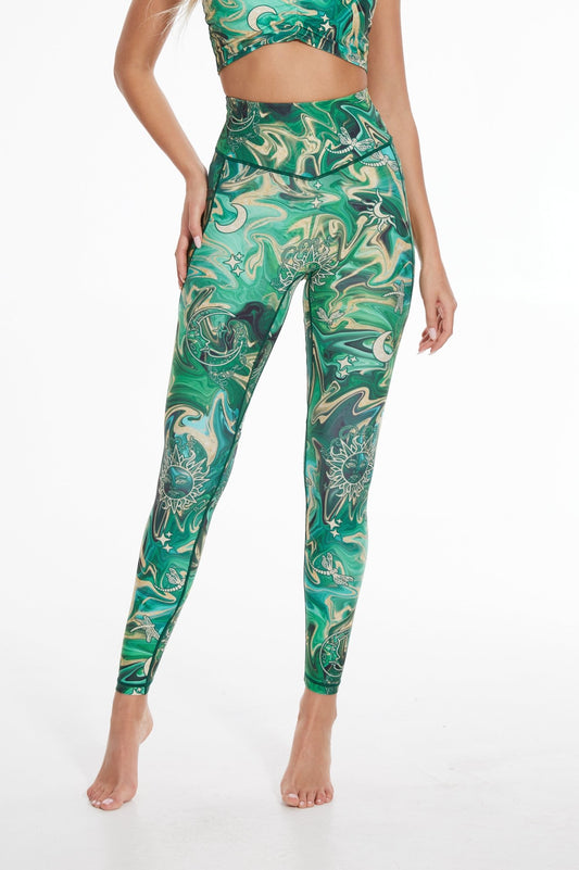 Emerald Vitality High - Waisted Pocket Leggings - MYSILVERWIND