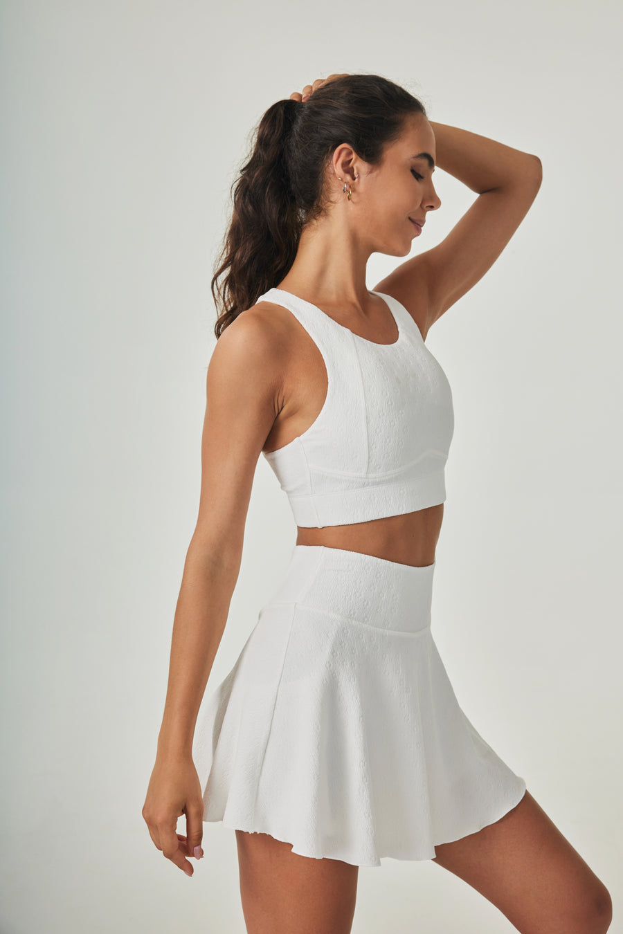 Floral Jacquard Snow White Long Line Bra