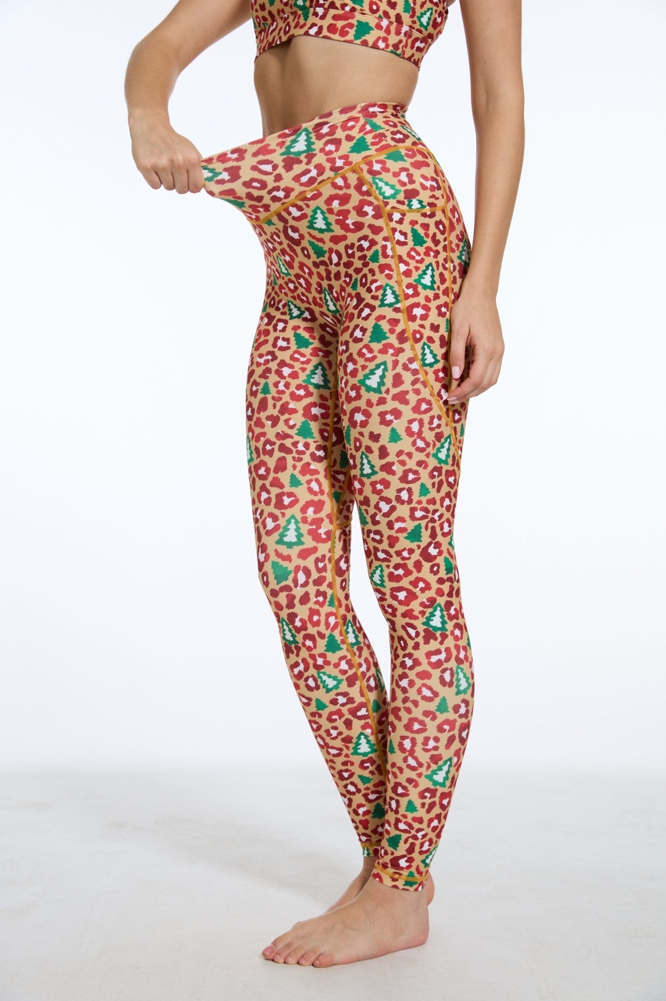 Festive Roar High - waisted Leggings with Pockets - MYSILVERWIND