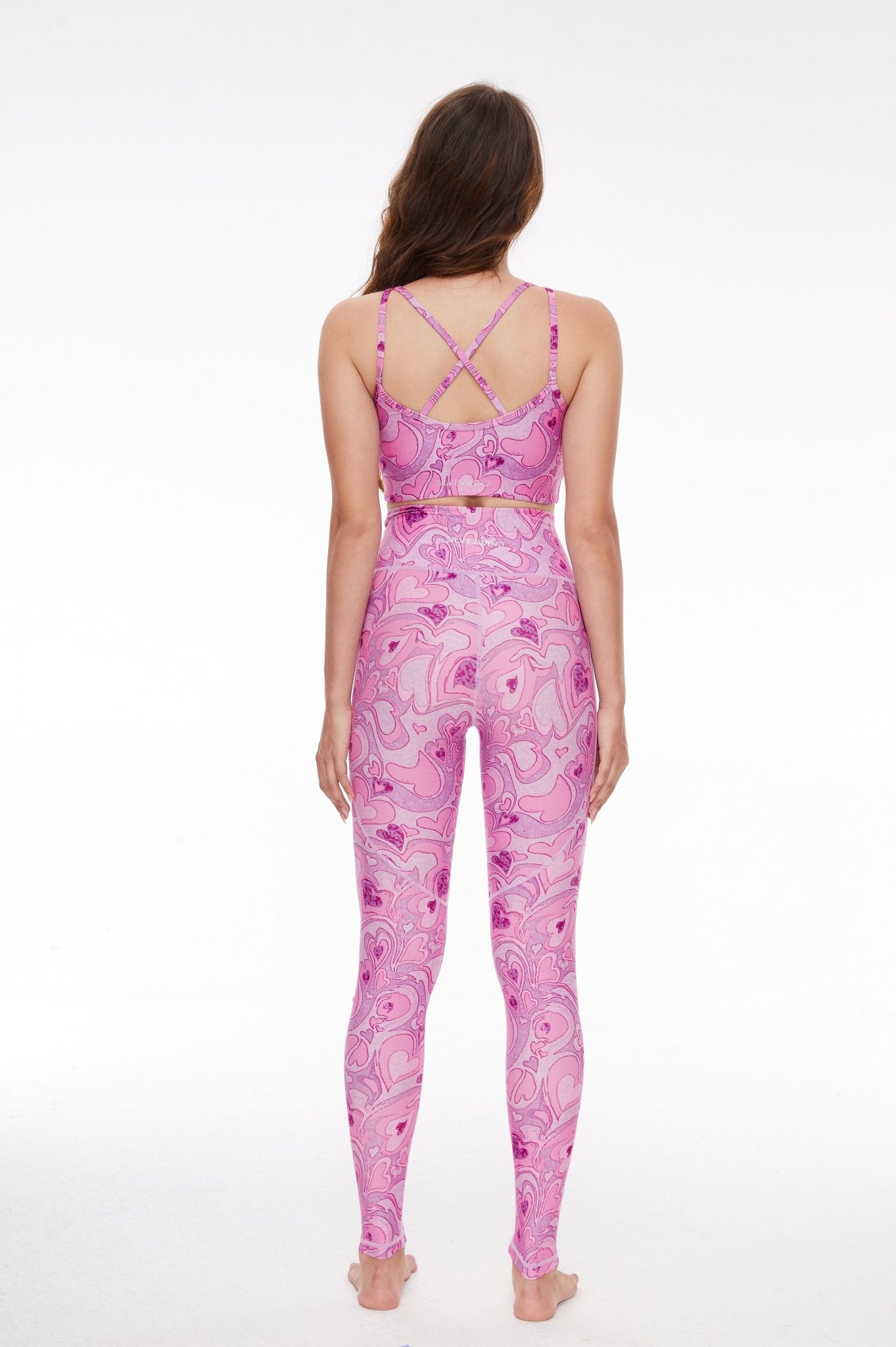 Flow in Love Pink Heart High - waisted Leggings - MYSILVERWIND