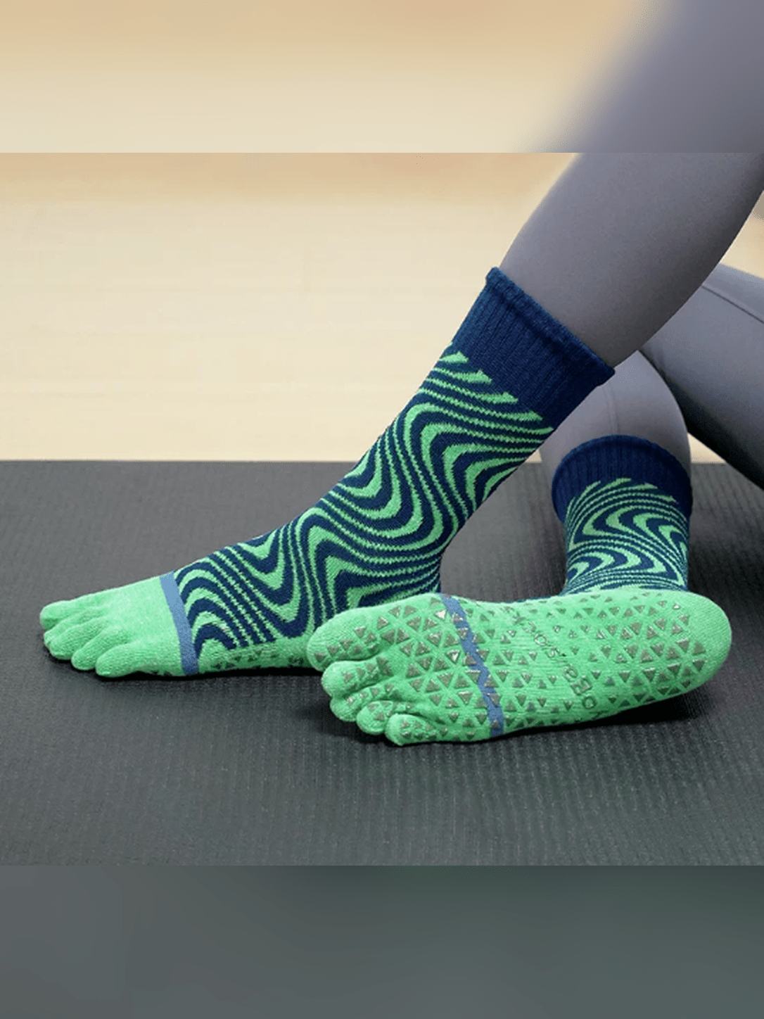 GripZen Five-Toe Non-Slip Mid-Calf Yoga Socks - MYSILVERWIND