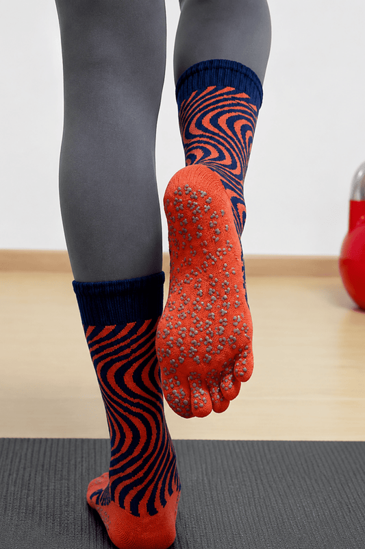 GripZen Five-Toe Non-Slip Mid-Calf Yoga Socks - MYSILVERWIND