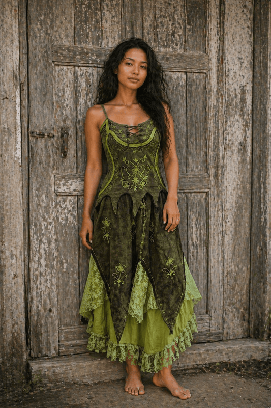Handmade Mosslight Bohemian Fairy Dress - MYSILVERWIND